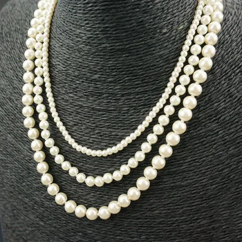 

CS2065 925 jewelry Classic Wedding Necklace Shell Pearl Cream double chain lady