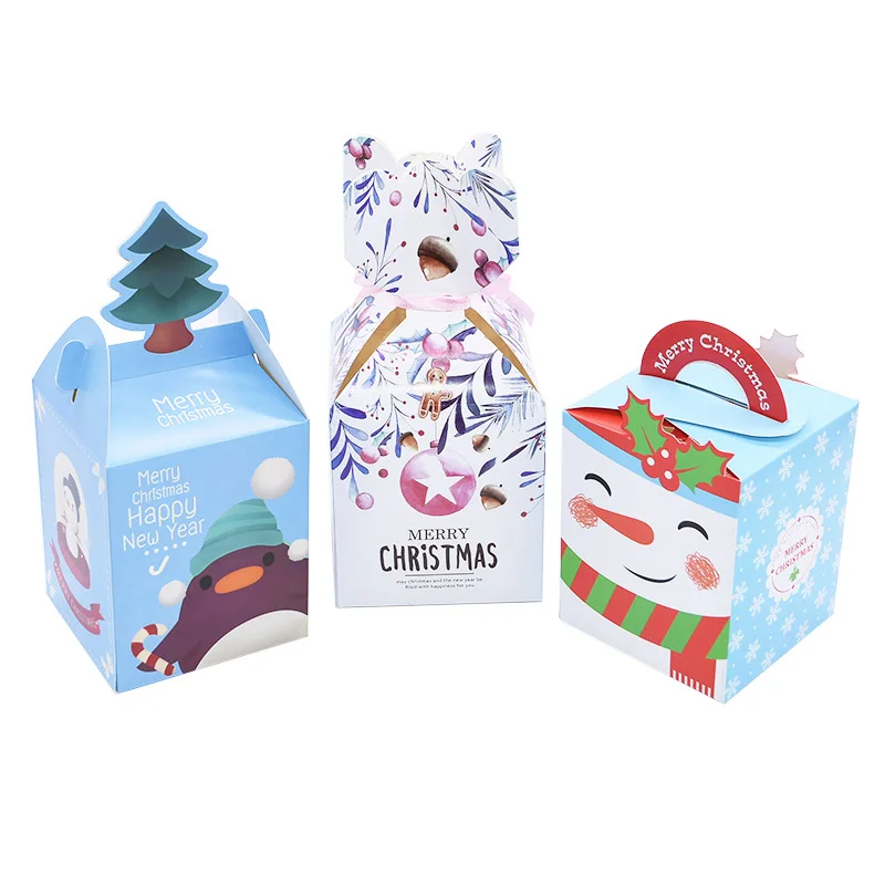 5Pcs Christmas Apple Box Candy Box christmas Party Favors Cookie Chocolate Packaging Supplies DIY Wrapper Paper Boxes Decor