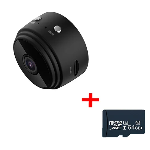 1080P Wifi мини-камера Домашняя безопасность P2P камера WiFi День ночного видения беспроводная камера наблюдения удаленный монитор телефон приложение - Цвет: Black 64G card