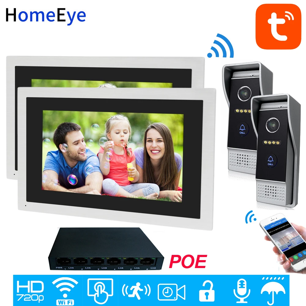 WiFi Video Door Phone IP Video Intercom 10'' Touch Screen 2 Doors Home Access Control System Tuya Smart Life APP Remote Unlock WiFi Video Door Phone IP Video Intercom 10'' Touch Screen 2 Doors Home Access Control System Tuya Smart Life APP Remote Unlock