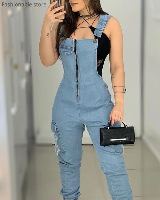 Buy women denim jumpsuit in India @ Limeroad