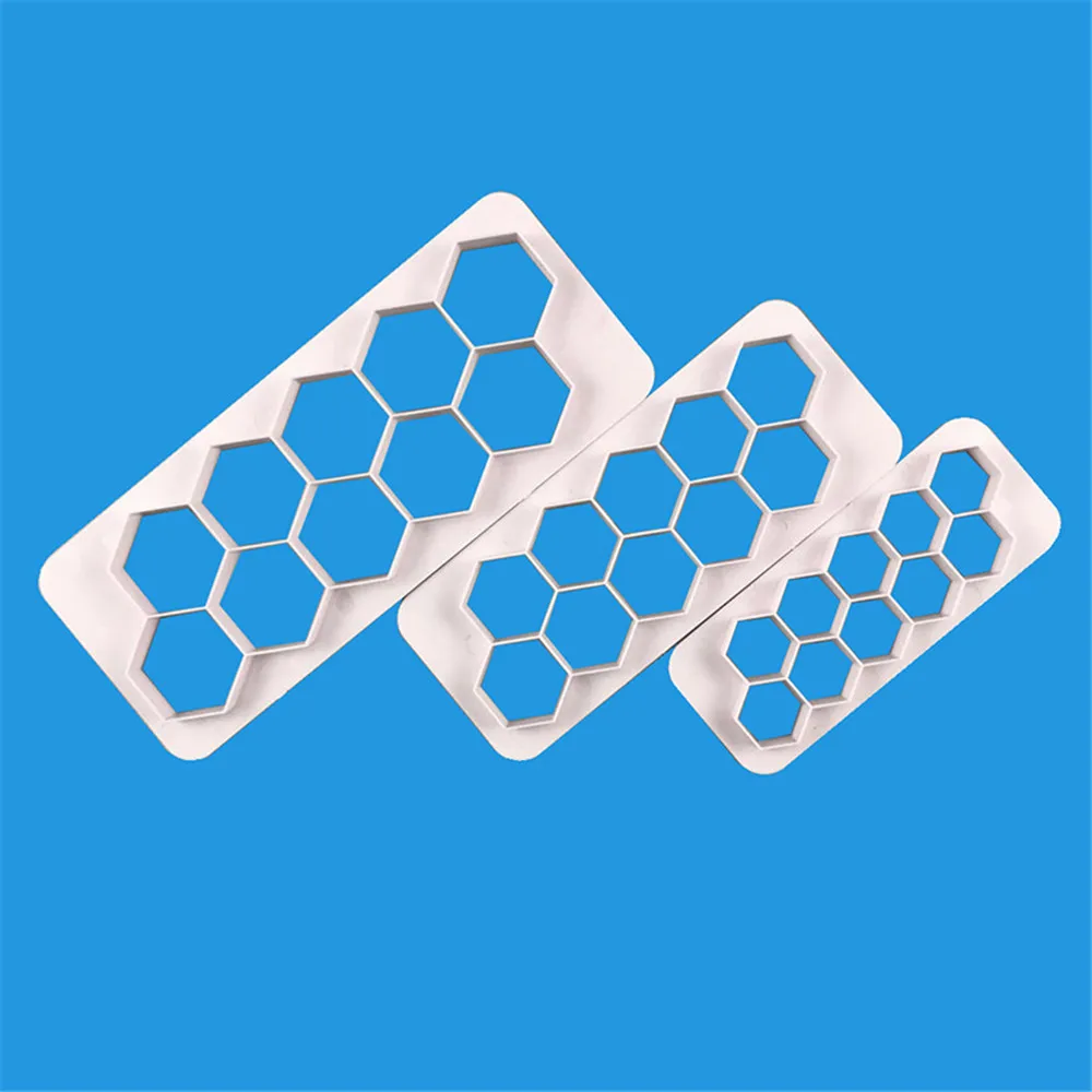 Hot Cake Mold 3pcs Hexagon Geometry Fondant Cookie Cutter Cake Mold Biscuit Confectionery Decorating Tools Baking Moulds05