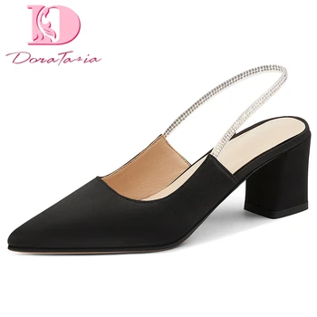 

Doratasia 2020 Dropship Big Size 48 Pointed Toe Elegant Party Office Ladies Slingback Square High Heels women's Shoes Sandals