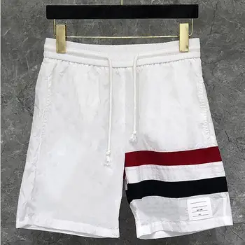 

2020 Fashion TB THOM Brand Casual Men Summer Beach Sports Trousers Striped Knee Length Jogger Track Shorts Ins