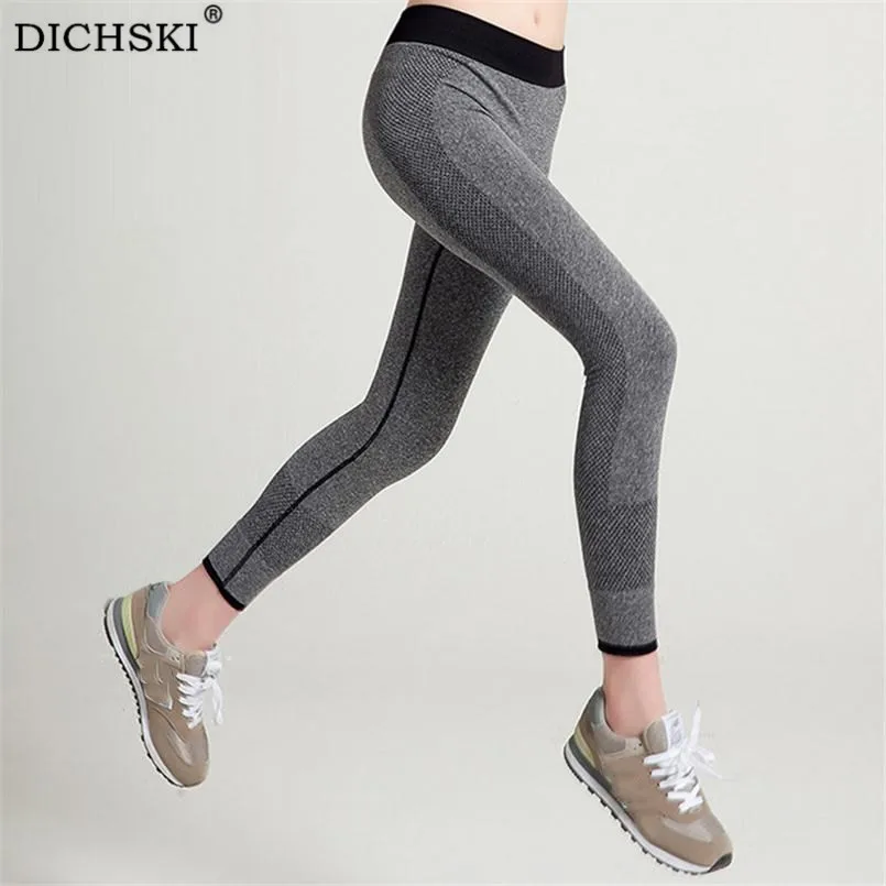 

DICHSKI Stretchy Gym Tights Leggings Tummy Control Yoga Pants High Waist Sport Running Yoga Leggings Fitness Jogging Trousers