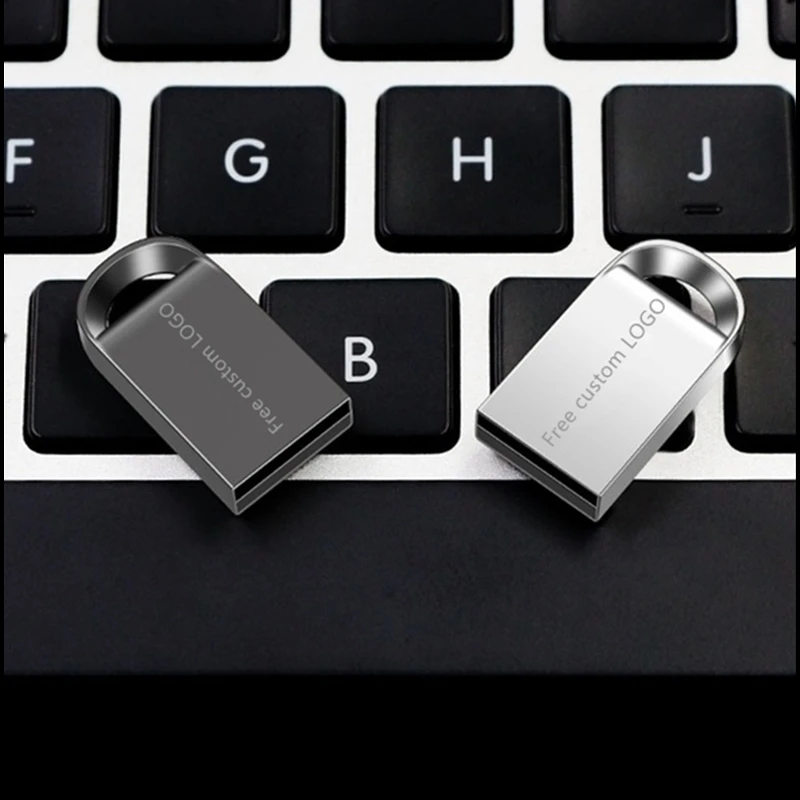 Супер мини металлический Usb флеш-накопитель 64 ГБ 32 ГБ 16 ГБ 8 ГБ флеш-накопитель 128 ГБ Флешка Серебристая флеш-карта памяти Usb 2,0 Бесплатный Пользовательский логотип