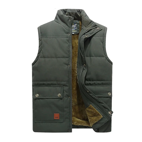Army Green TACVASEN мужской зимний жилет куртка Теплый хлопковый стеганый жилет с флисовой подкладкой без рукавов куртка Военный рыбный Рабочий жилет пальто - Цвет: Army Green