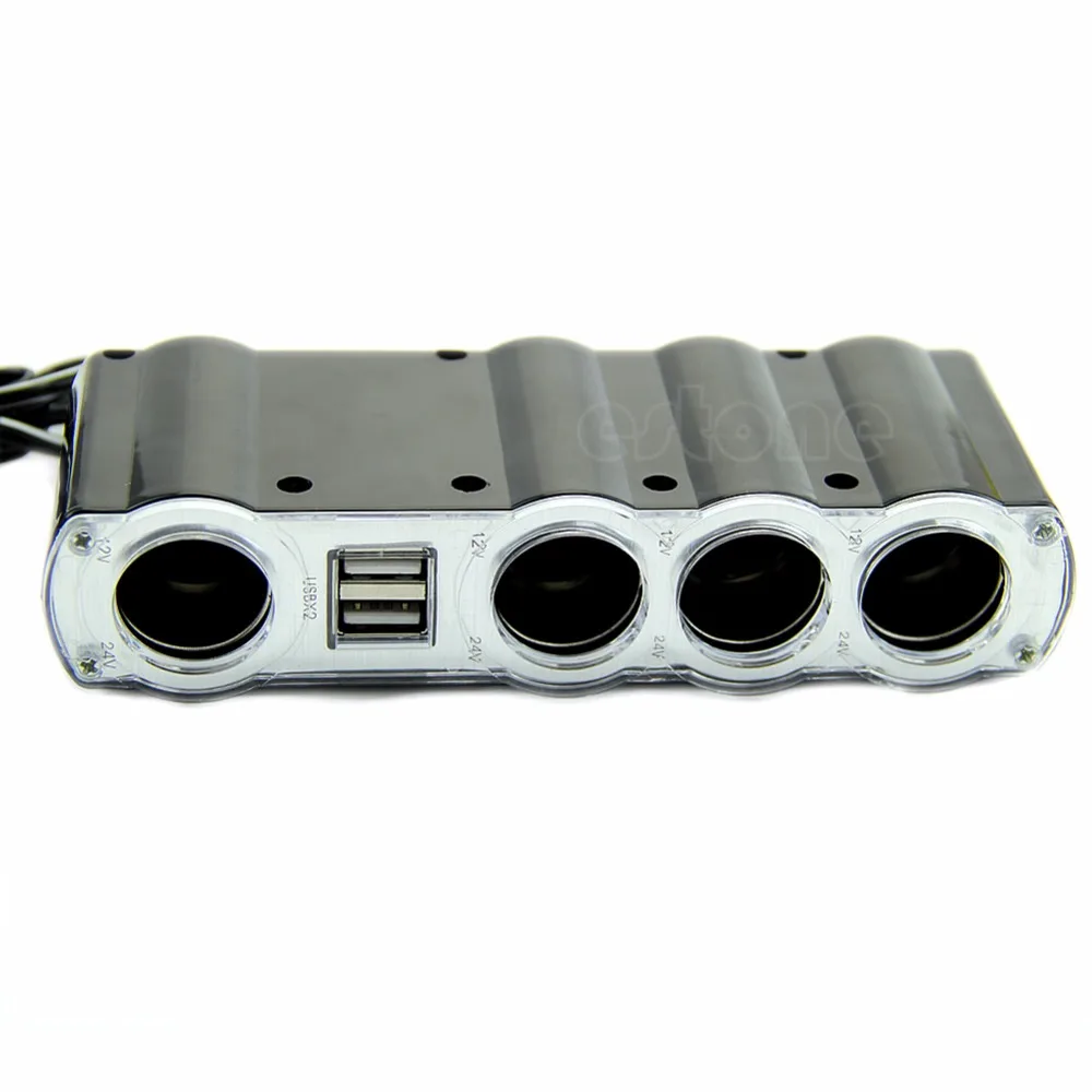1 шт. 4 способа мульти разъем авто Авто прикуриватель разветвитель usb-адаптер зарядное устройство Автомобильная электроника Аксессуары адаптеры YHQ