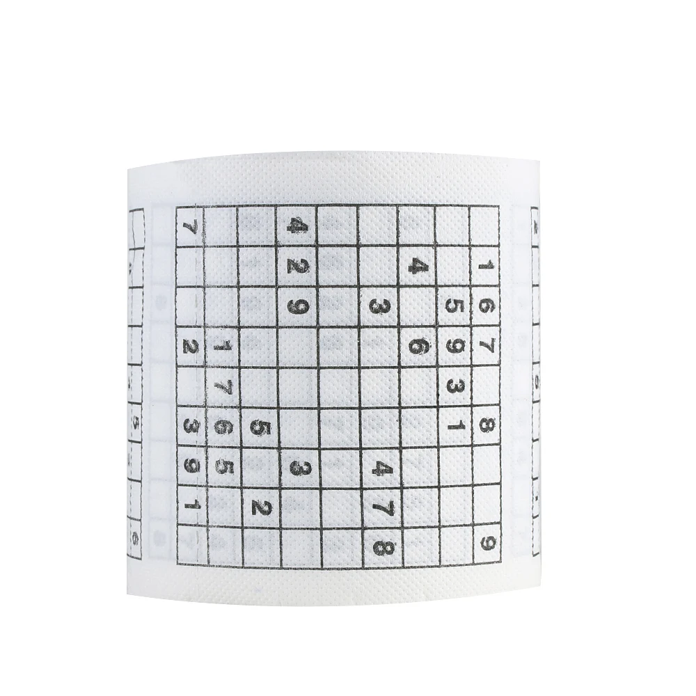 1 рулон, 2 слоя, новинка, забавный номер, с принтом Sudoku, WC, для ванной, смешная мягкая туалетная бумага, тканевые принадлежности для ванной комнаты, Товары для ванной в подарок