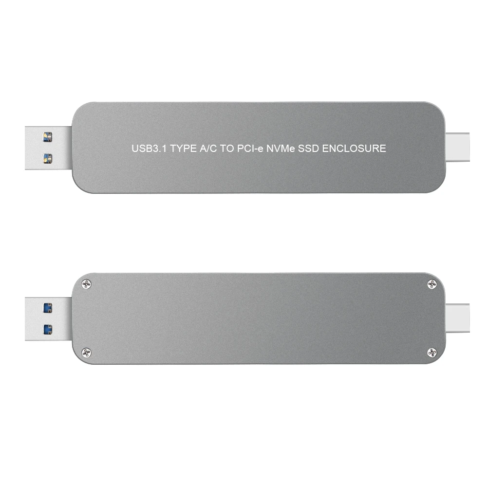 Алюминиевый сплав двойной USB3.1 мобильный SSD жесткий диск коробка TYPE-A+ C к M.2 NVME чехол для жесткого диска
