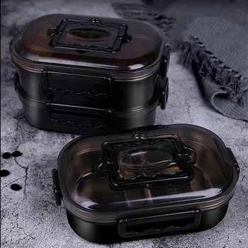 

New 304 Stainless Steel Lunch Box Insulation Double-layer Portable Lunch Box Student Office Lunch Box Large Capacity Compartment
