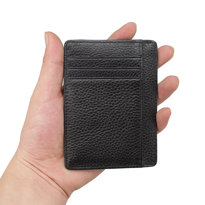 

Fashion Hot Sell Black Men Genuine Leather Business Card Holder Credit Passport Card Storage Bag ID Passport Card Pack Wallets