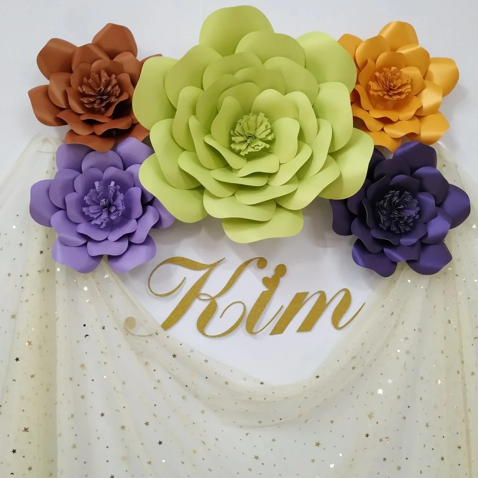 

20CM Thick Cardstock Rose DIY Paper Flowers For Wedding & Event Backdrops Decorations Nursery Wall Deco Video Tutorials