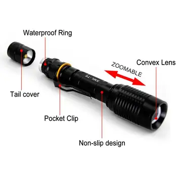 

3500LM XM - L T6 LED 18650 Flashlight ZOOM Tactical&Military Emergent Torch