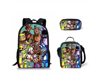 

3PCs/Set Kids School Bags Set Five Nights At Freddys Pattern Primary Students School Backpack Cartoon Children Schoolbag Mochila