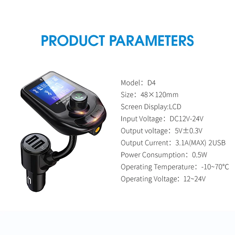 CAFELE Bluetooth автомобильный комплект QC3.0 автомобильное зарядное устройство Комплект для громкой связи fm-передатчик lcd MP3 музыкальный плеер USB зарядное устройство Hands Free