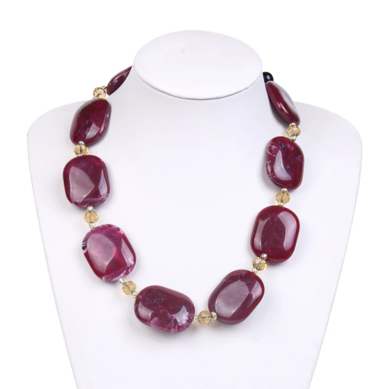 Модное большое длинное/изготовленное на заказ колье ожерелье s женское Броское винтажное ожерелье женский натуральный камень резиновые, акриловые дизайнерские ожерелья - Окраска металла: color-3