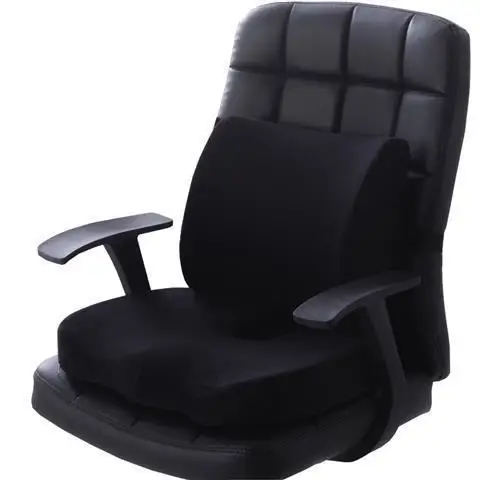 Black set 2 в 1 бамбуковое волокно с эффектом памяти, подушка для сиденья, Подушка для спины, медленный отскок, поддержка талии, набор для дома, офиса, забота о здоровье, Подушка для стула - Цвет: Black set