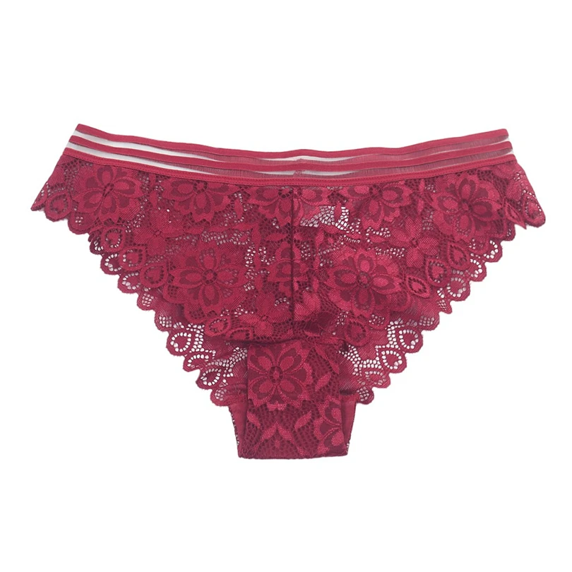 Floral Lace Sexy Lingerie Women Solid Women's Underpants Low Waist Splice Briefs Panties Ropa Interior Femenina 30DEC0255