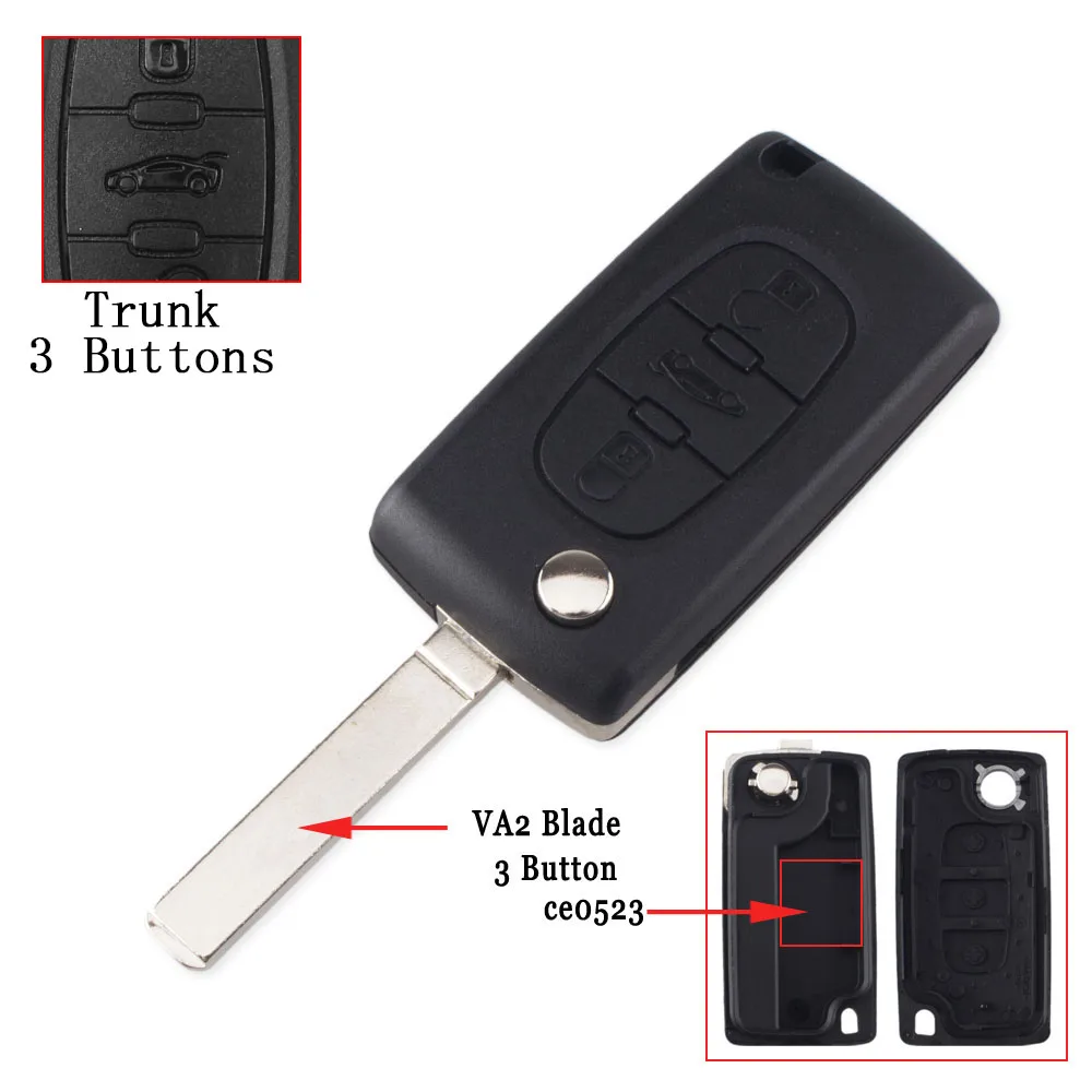 KEYYOU VA2/HU83 2/3B Ce0523 Флип складной дистанционный Автомобильный ключ оболочки чехол для Citroen Coupe VTR C2 C4 C5 C6 C8 Berlingo Xsara Picasso - Цвет: 3BT VA2 CE0523