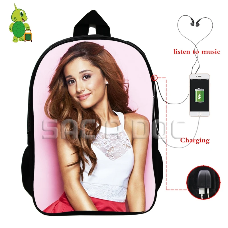 10 Ariana большая сумка-рюкзак знаменитая звезда Многофункциональный usb зарядка Разъем для наушников школьные сумки для подростков женщин мужчин повседневные дорожные сумки - Цвет: 10