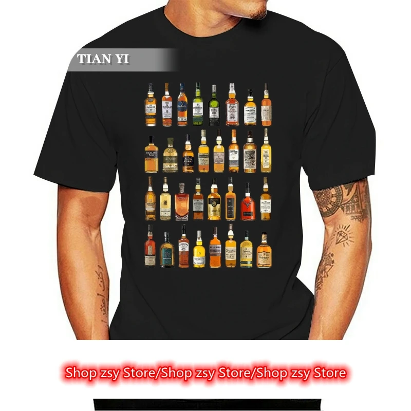 Men's Short Sleeve T shirt MALT WHISKEY Alcohol Drunk Casual 100% Cotton T-shirt