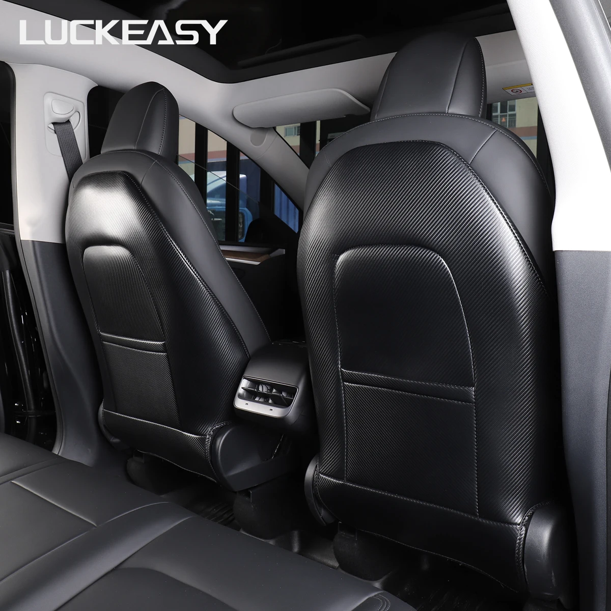 For Tesla Model 3 Model Y-Interior Accessories Seat Backrest Kick Pad Leather Protective Cover Anti-Kick Pad model3 car seat protector back seat protector