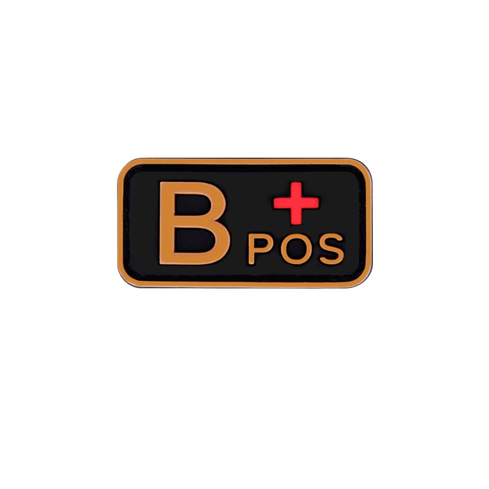 3D ПВХ A+ B+ AB+ O+ Положительный POS A-B-AB-O-отрицательный NEG Тип крови группа патч тактический боевой патчи военные резиновые значки - Цвет: 34