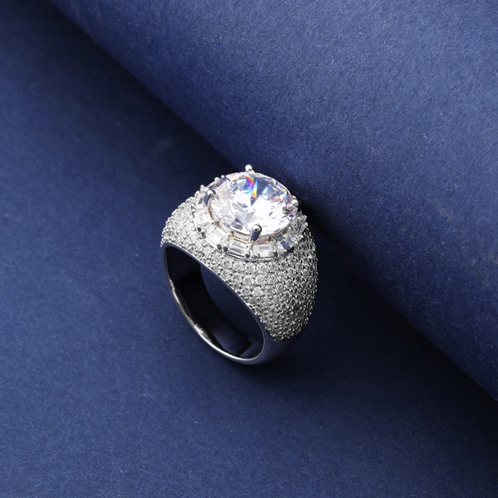 Высокое качество Iced Out Micro Pave CZ камень золото серебро кольцо для мужчин женщин роскошный белый циркон мужской хип хоп ювелирные изделия подарок