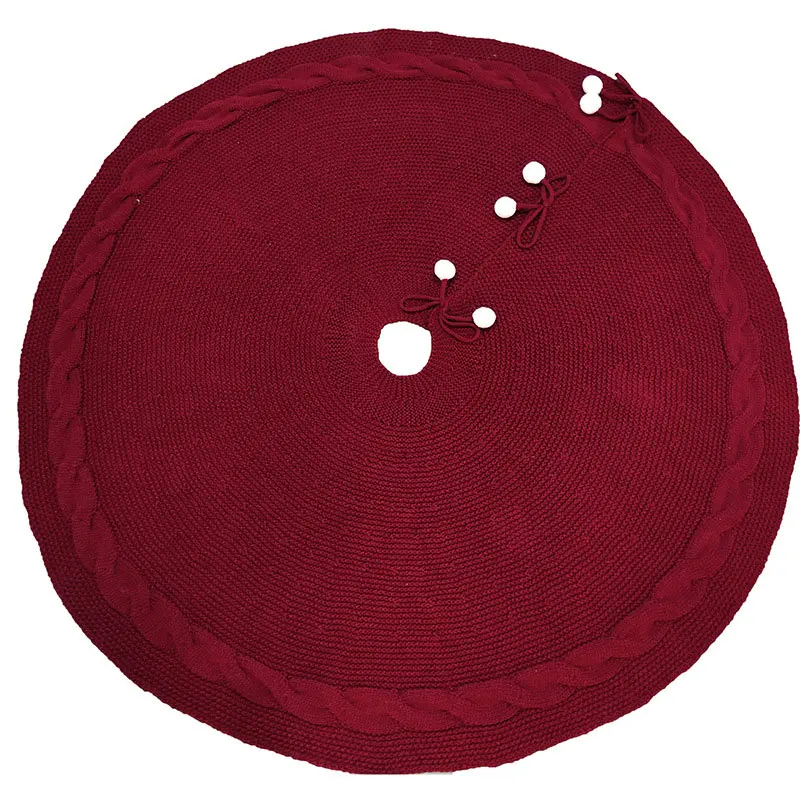 wine red Год Новогодняя Коллекция года, Рождественское украшение, чистый вязаный винный красный и белый цвет, юбка с елкой DIY, коврик для пола, покрытие, украшения, Рождественский Декор - Цвет: wine red