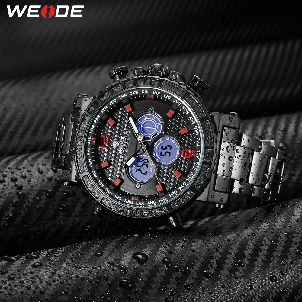 

WEIDE New Fashion Men Watch Digital Analog Chronograph Steel belt Strap Bracelet Quartz Wrist Watches Clock Relogio Masculino