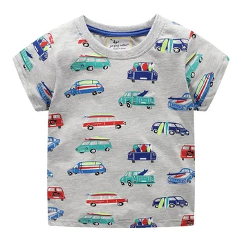 

European and American Style Children's Short-Sleeved Excavator truck round Neck Fashion Cartoon Short-Sleeved T-shirt