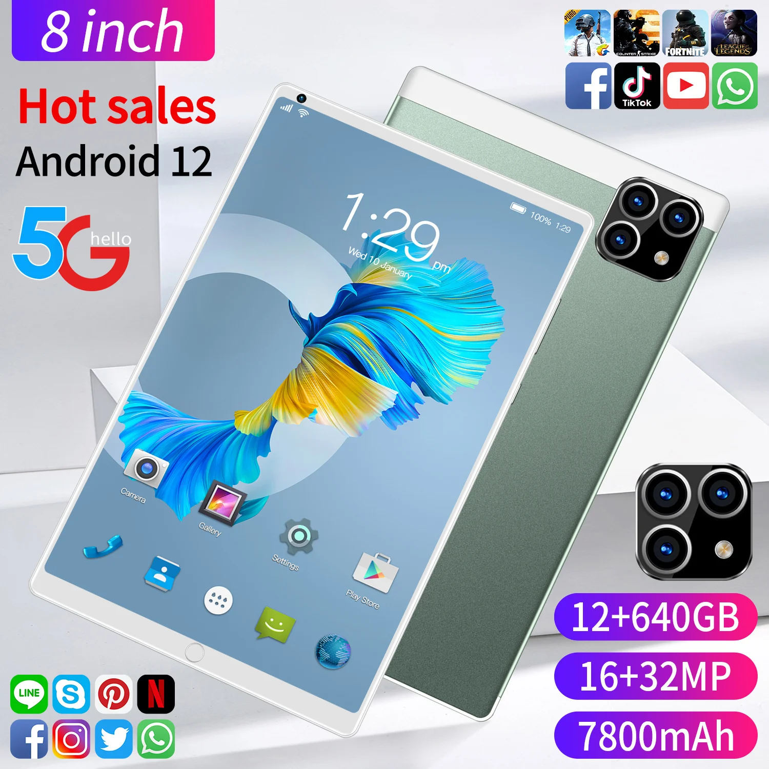 Распродажа настольный ПК K10 8 дюймов 7800 мАч 12 ядер 640 Гб ПЗУ Google Play две SIM-карты Wi-Fi |