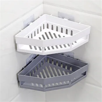

30# Traceless Plastic Bathroom Kitchen Storage Rack Organizer Shower Shelf Storage supplies
