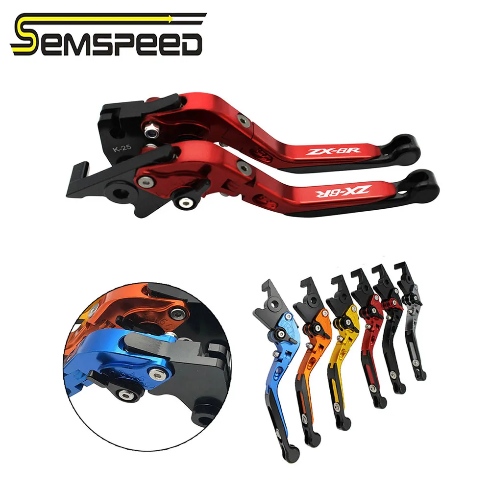 

SEMSPEED ZX-6R с логотипом мотоцикла с ЧПУ Регулируемые Складные Выдвижные сцепные рычаги для Kawasaki Ninja ZX6R 636 2007 2008-2018