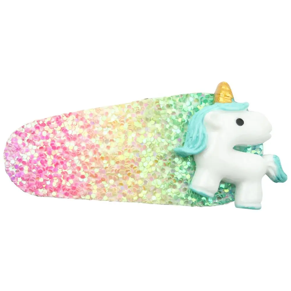 Unicorn Baby Hair Clip Cartoon Shiny Glitter Gradient Hair Pins Girls Sequin Rainbow Baby Hair Clips Accessories Cute Dreamy