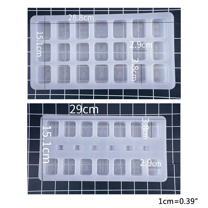 

DIY Crystal Epoxy Mould High Mirror Creative Mahjong Shape Silicone Mold L4ME