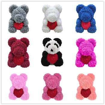 

40cm Valentine's Day Rose Bear Artificial Flower Roses Girlfriend Ornaments Teddy Bear of Rose Decorations