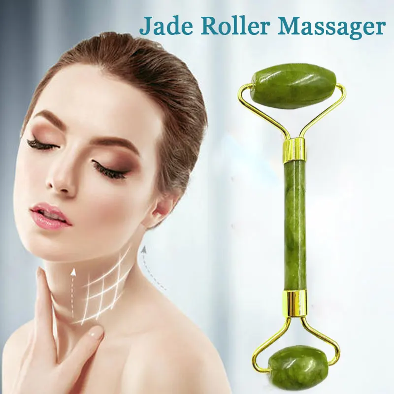 

Face Eye Wrinkle Removal Beauty Tool Facial Slimming Massage Roller Double Heads Jade Roller Stone Natural Jade Anti Wrinkle