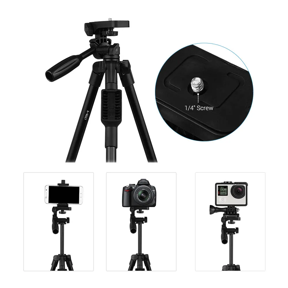 Lightweight Portable Travel Camera Tripod Stand for Canon Nikon Sony DSLR Camera Camcorder for iPhone Samsung Huawei Cellphone