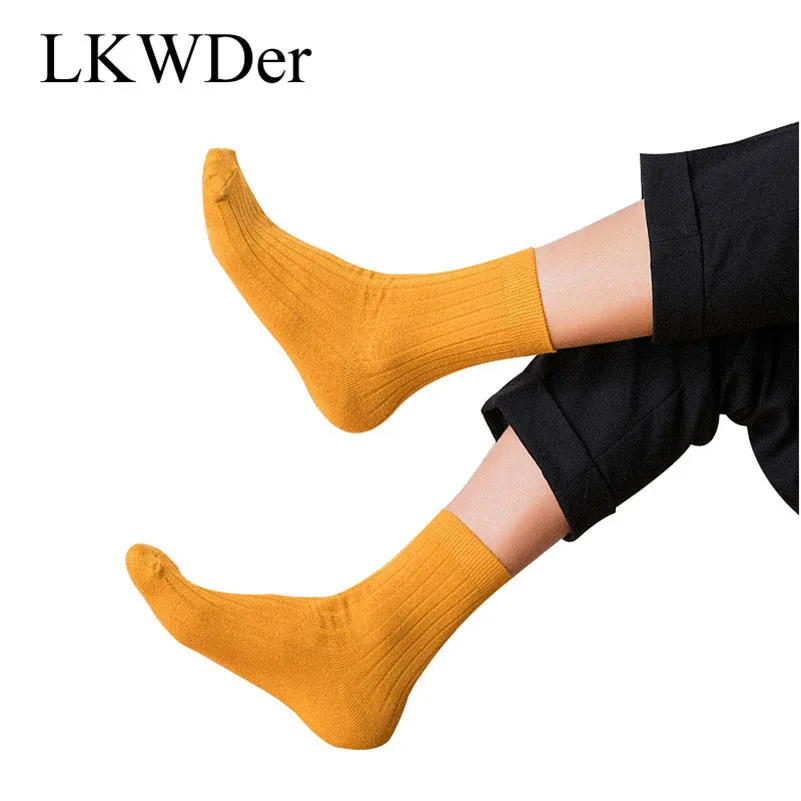 LKWDer/3 пары мужских носков; сезон осень-весна; повседневные длинные хлопковые Дышащие Носки ярких цветов; однотонные носки с круглым вырезом; Calcetines Meias
