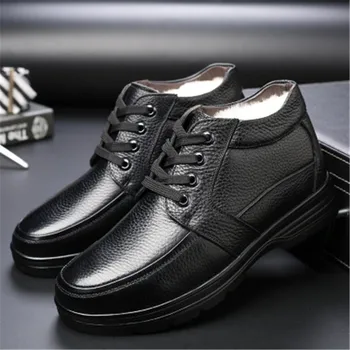 

2019 Men Genuine Leather New Handmade Winter Boots High Quality Snow Men Boots Ankle Boots For Men black brown size 38-44