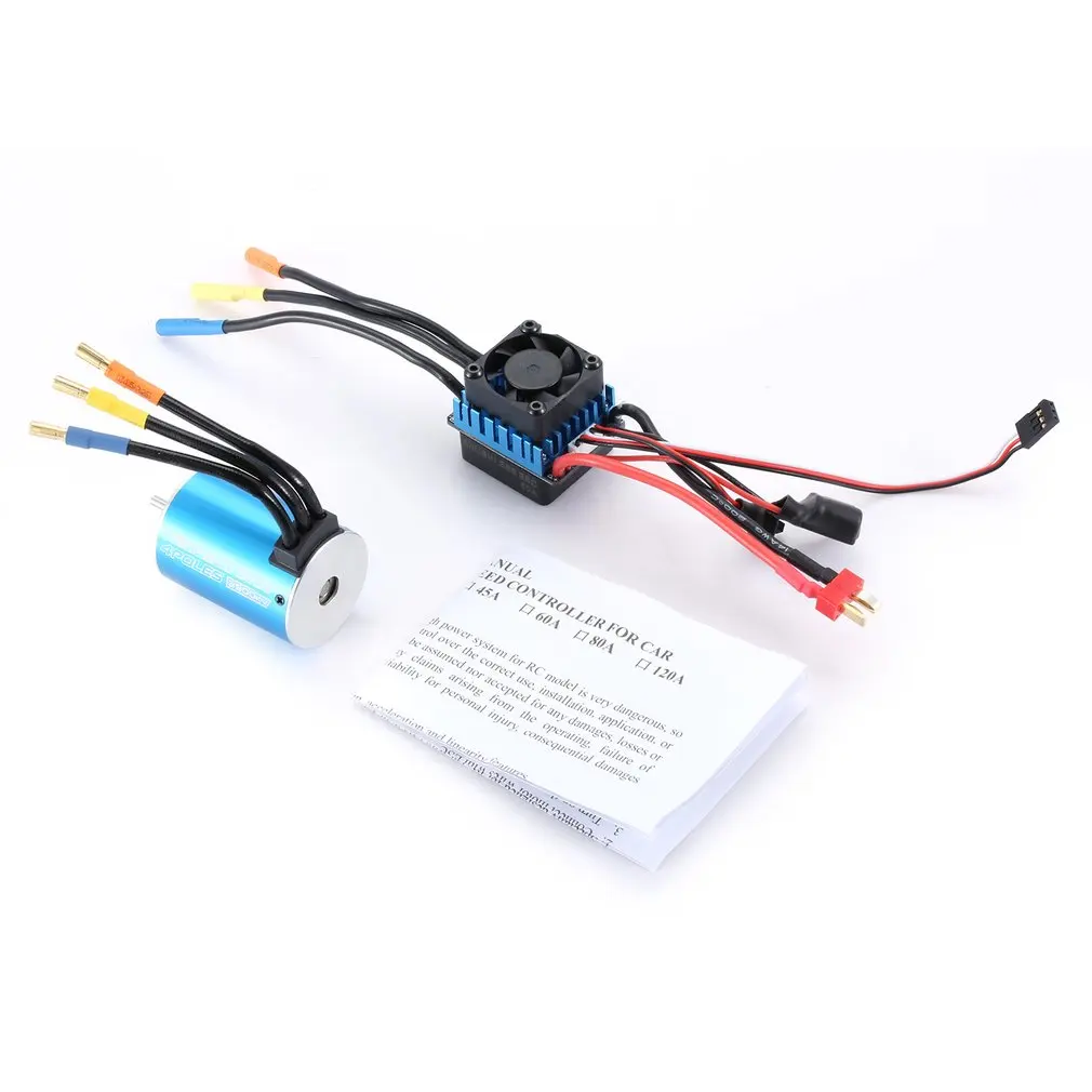 

3650 3900KV Sensorless Brushless Motor with 60A Brushless ESC Electric Speed Controller for 1/10 Scale RC Toy Car ht