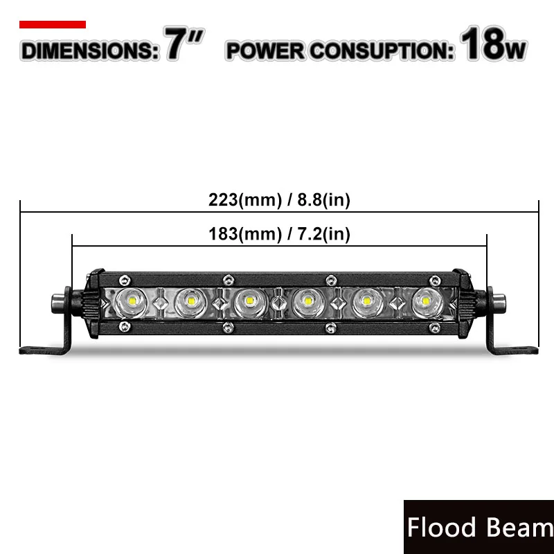 7 inch Flood Beam 18 Вт, 36 Вт, 54 Вт, автомобильный рабочий светильник, бар, точечный светильник, поисковый светильник, Светодиодная панель для Jeep Boats ATV UTV SUV 4 Runner 4x4 Truck Offroad Driving 7~ 20" - Цвет: 7 inch Flood Beam