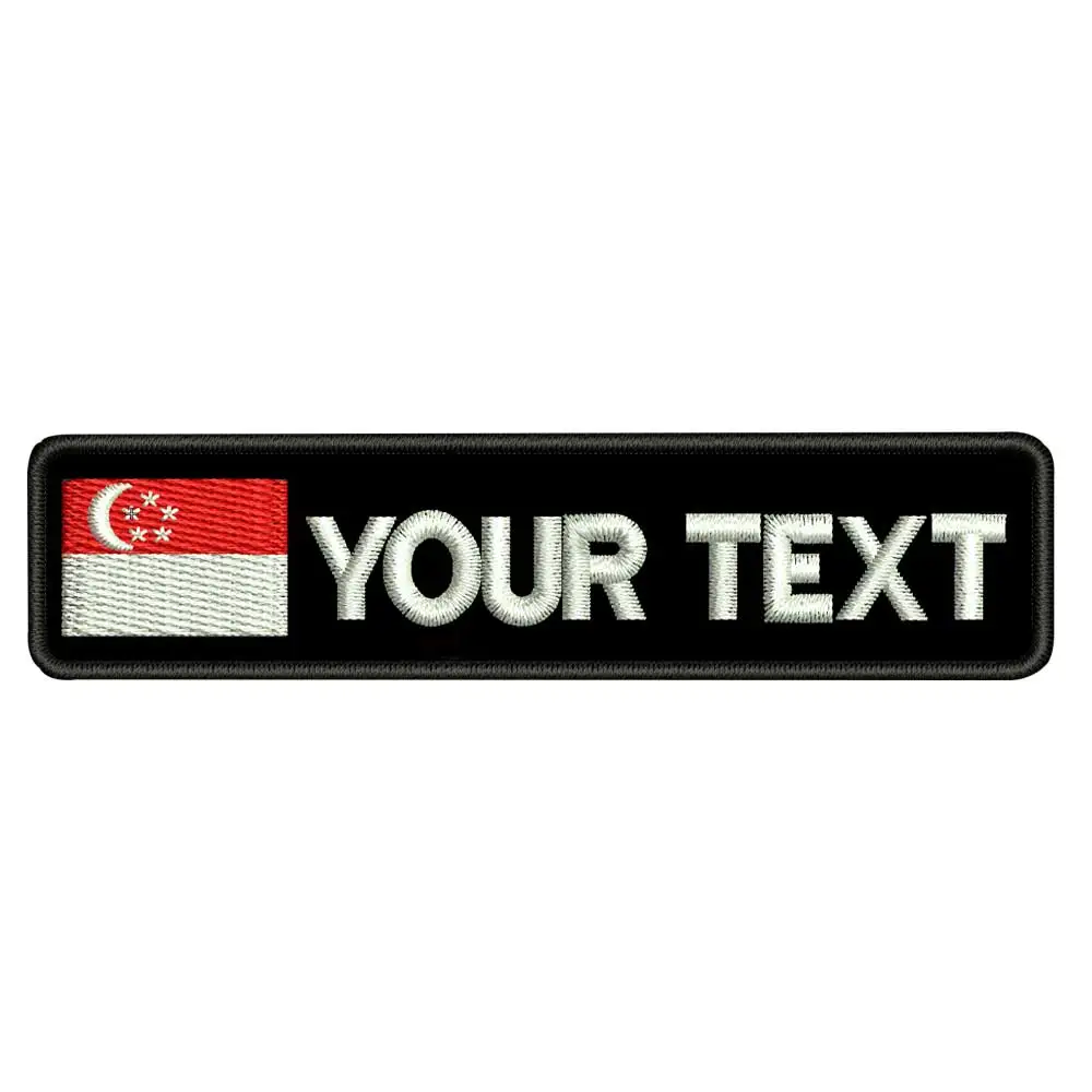 

custom Singapore name tags patch embroidered iron on backing hook backing