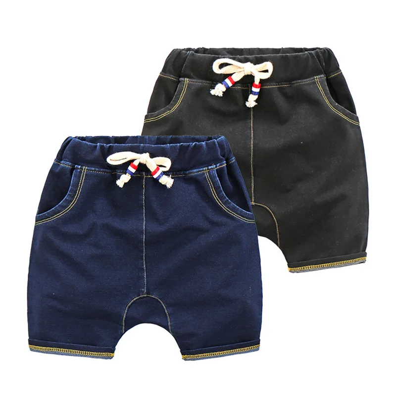 Новая стильная летняя одежда в Корейском стиле; модная детская одежда для мальчиков; мягкие трикотажные джинсовые шорты; брюки-шаровары; брюки сагги