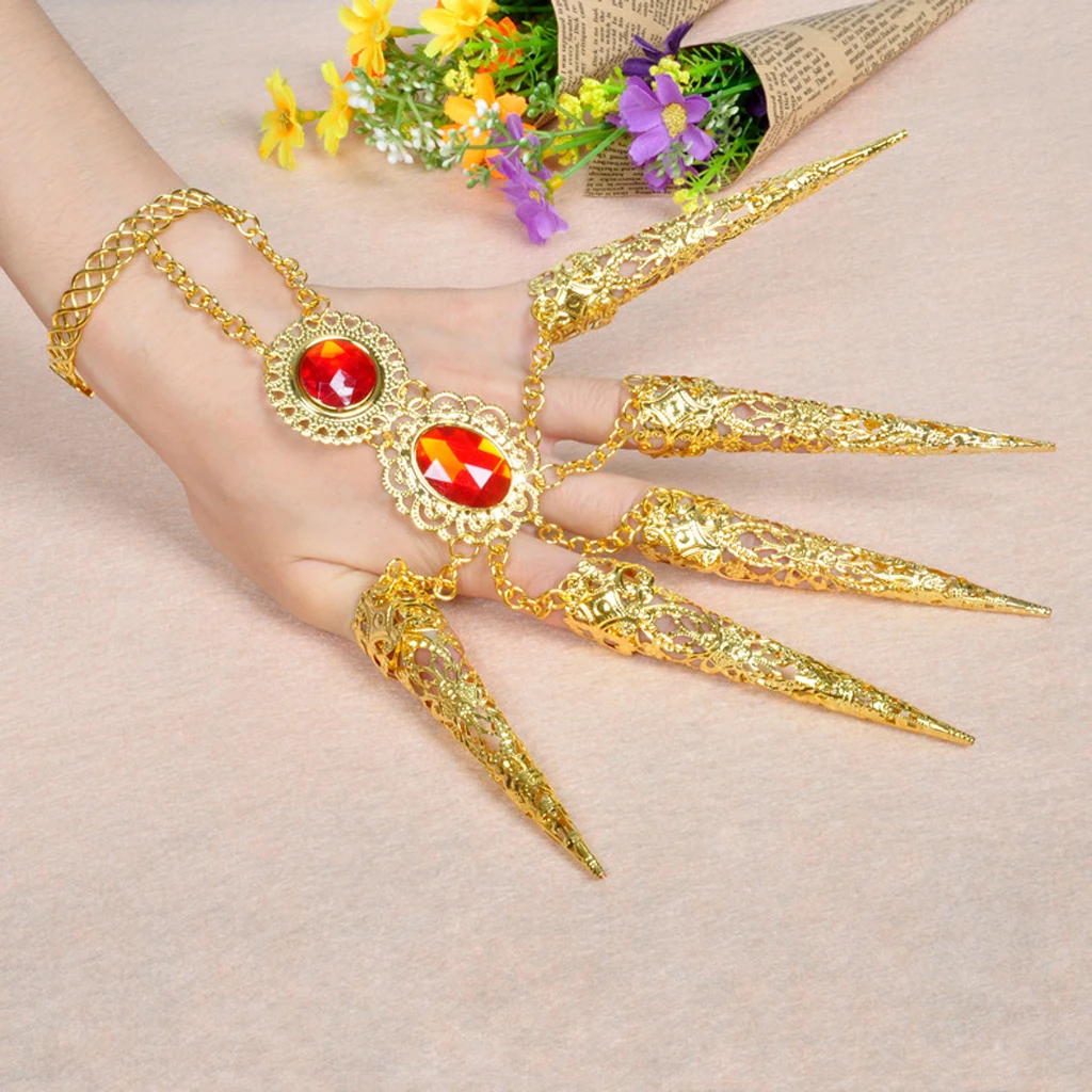 2x Girl Belly Dance Bracelet Long Finger Nails Bollywood Costume Accessories