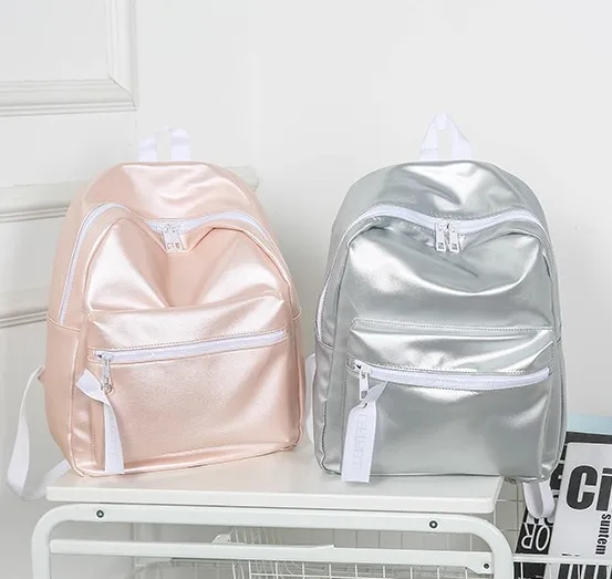 

New Style Korean-style Pu Solid Color Bright Surface Backpack Autumn And Winter WOMEN'S Bag Fashion Backpack Schoolbag