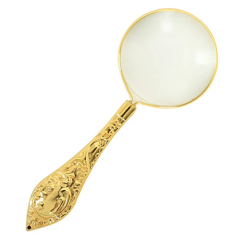 

5x 45mm Mirror All-Metal Glass Mirror Handheld Flower Handle Magnifying Glass European-Style Exquisite Relief Pattern Handle