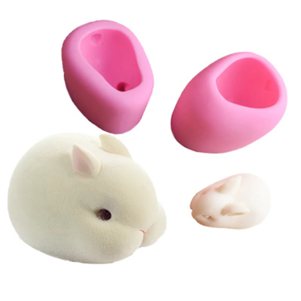 

Hot New 3D Pink Rabbit Shapes Silicone Fondant Mould DIY Cake Decorating Chocolate Baking Tool Non-stick Jelly And Candy Mold